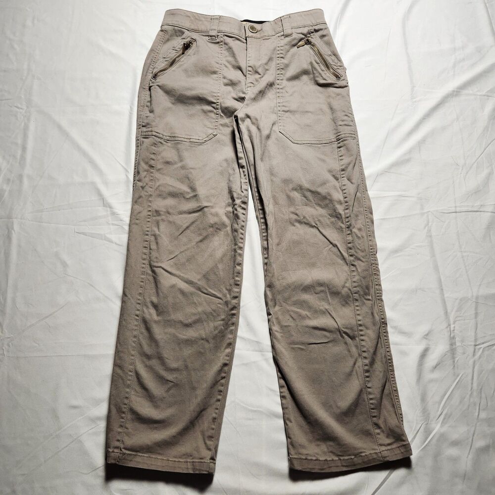 Democracy Womens 10 Ab Technology Straight Leg Zipper Pocket Pants Brown